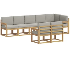 Lauko sofos komplektas su pagalve 8 pcs Balta ir šviesiai pilka