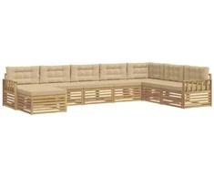 Lauko sofos komplektas su pagalve 8 pcs Balta ir kreminė