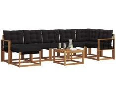 Lauko sofos komplektas su pagalve 8 pcs Natūrali ir juoda