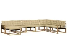 Lauko sofos komplektas su pagalve 8 pcs Balta ir kreminė