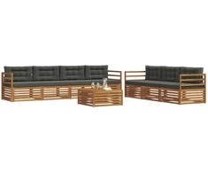 Lauko sofos komplektas su pagalve 8 pcs Natūralus ir antracitas