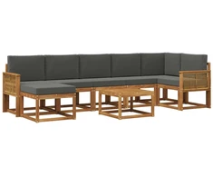 Lauko sofos komplektas su pagalve 8 pcs Natūralus ir antracitas
