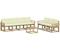 Lauko sofos komplektas su pagalve 8 pcs Balta ir kreminė
