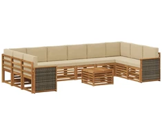 Lauko sofos komplektas su pagalve 8 pcs Natūrali