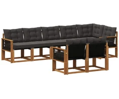 Lauko sofos komplektas su pagalve 8 pcs Natūrali ir juoda