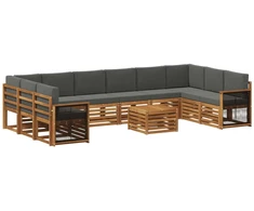 Lauko sofos komplektas su pagalve 8 pcs Natūralus ir antracitas