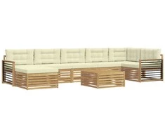 Lauko sofos komplektas su pagalve 8 pcs Balta ir kreminė