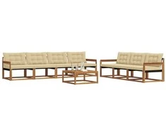 Lauko baldų komplektas Lauko sofos komplektas su pagalve 8 pcs Natūralus ir bežinis
