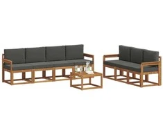 Lauko sofos komplektas su pagalve 8 pcs Natūralus ir antracitas
