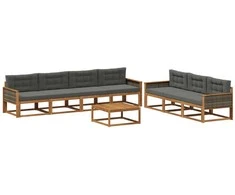 Lauko sofos komplektas su pagalve 8 pcs Natūralus ir antracitas