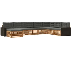 Lauko sofos komplektas su pagalve 8 pcs Natūralus ir antracitas