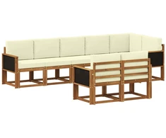 Lauko sofos komplektas su pagalve 8 pcs Natūralus ir grietinėlė