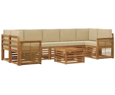 Lauko sofos komplektas su pagalve 8 pcs Natūralus ir bežinis