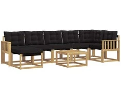 Lauko sofos komplektas su pagalve 8 pcs Balta ir juoda