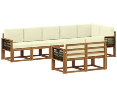 Lauko sofos komplektas su pagalve 8 pcs Natūralus ir grietinėlė