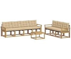 Lauko sofos komplektas su pagalve 8 pcs Balta ir kreminė