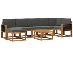 Lauko sofos komplektas su pagalve 8 pcs Natūralus ir antracitas