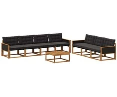 Lauko sofos komplektas su pagalve 8 pcs Natūrali ir juoda