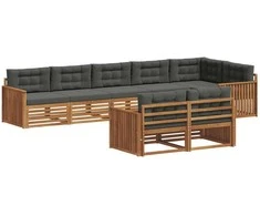 Lauko sofos komplektas su pagalve 8 pcs Natūralus ir antracitas