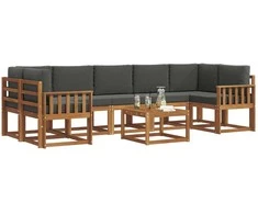 Lauko sofos komplektas su pagalve 8 pcs Natūralus ir antracitas