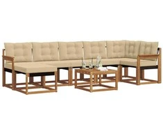 Lauko sofos komplektas su pagalve 8 pcs Natūralus ir bežinis