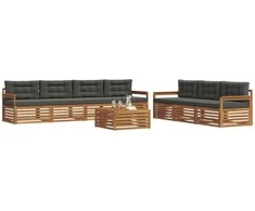 Lauko sofos komplektas su pagalve 8 pcs Natūralus ir antracitas