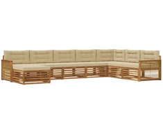 Lauko sofos komplektas su pagalve 8 pcs Natūralus ir bežinis