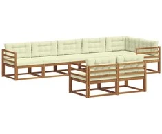 Lauko sofos komplektas su pagalve 8 pcs Natūralus ir grietinėlė