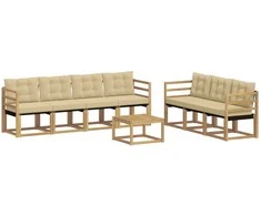 Lauko sofos komplektas su pagalve 8 pcs Balta ir kreminė