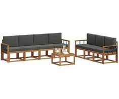 Lauko sofos komplektas su pagalve 8 pcs Natūralus ir antracitas