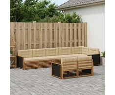 Lauko sofos komplektas su pagalve 8 pcs Natūralus ir bežinis