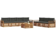 Lauko sofos komplektas su pagalve 8 pcs Natūralus ir antracitas