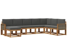 Lauko sofos komplektas su pagalve 8 pcs Natūralus ir antracitas