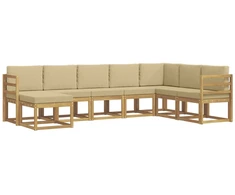 Lauko sofos komplektas su pagalve 8 pcs Balta ir kreminė