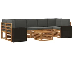 Lauko sofos komplektas su pagalve 8 pcs Natūralus ir antracitas