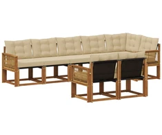 Lauko sofos komplektas su pagalve 8 pcs Natūralus ir bežinis