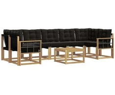 Lauko sofos komplektas su pagalve 8 pcs Balta ir juoda