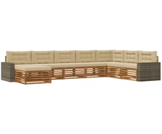 Lauko sofos komplektas su pagalve 8 pcs Natūralus ir bežinis