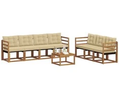 Lauko sofos komplektas su pagalve 8 pcs Natūralus ir bežinis