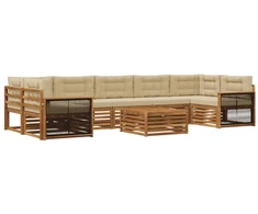 Lauko sofos komplektas su pagalve 8 pcs Natūralus ir bežinis