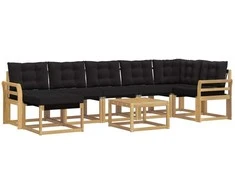 Lauko sofos komplektas su pagalve 8 pcs Balta ir juoda