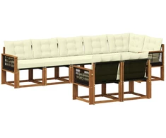 Lauko sofos komplektas su pagalve 8 pcs Natūralus ir grietinėlė