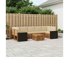 Lauko sofos komplektas su pagalve 8 pcs Natūralus ir bežinis