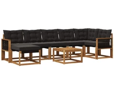 Lauko sofos komplektas su pagalve 8 pcs Natūrali ir juoda