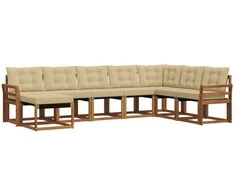 Lauko sofos komplektas su pagalve 8 pcs Natūralus ir bežinis