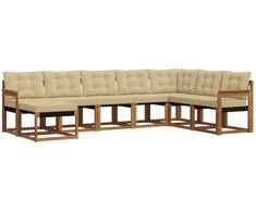 Lauko sofos komplektas su pagalve 8 pcs Natūralus ir bežinis