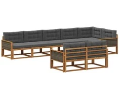 Lauko sofos komplektas su pagalve 8 pcs Natūralus ir antracitas