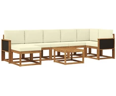 Lauko sofos komplektas su pagalve 8 pcs Natūralus ir grietinėlė