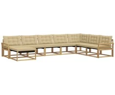 Lauko sofos komplektas su pagalve 8 pcs Balta ir kreminė