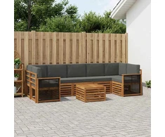 Lauko sofos komplektas su pagalve 8 pcs Natūralus ir antracitas